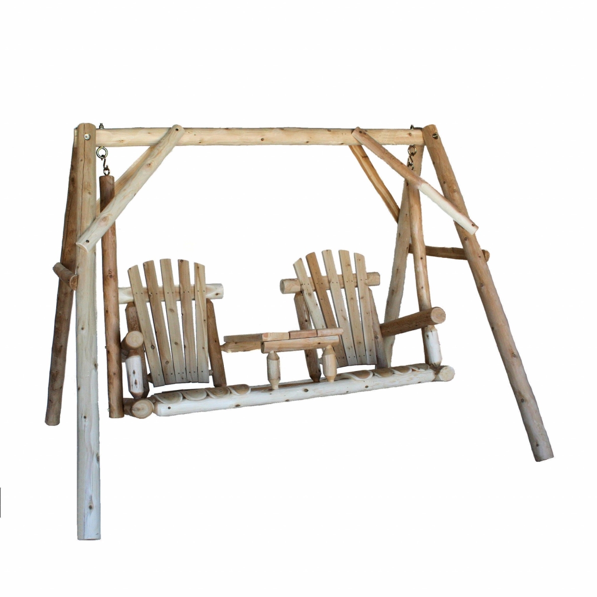 370275 87 in. Solid Wood Swing Chair, Natural