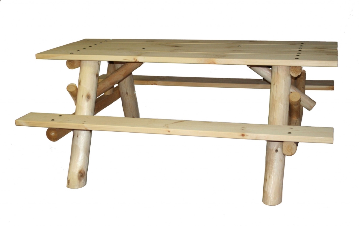 370279 70 in. Solid Wood Outdoor Picnic Table, Natural
