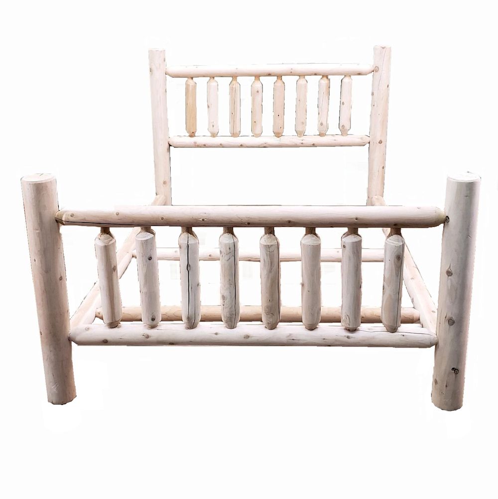370309 Low Post Cedar Log Bed, Natural & Clear Finish - King Size
