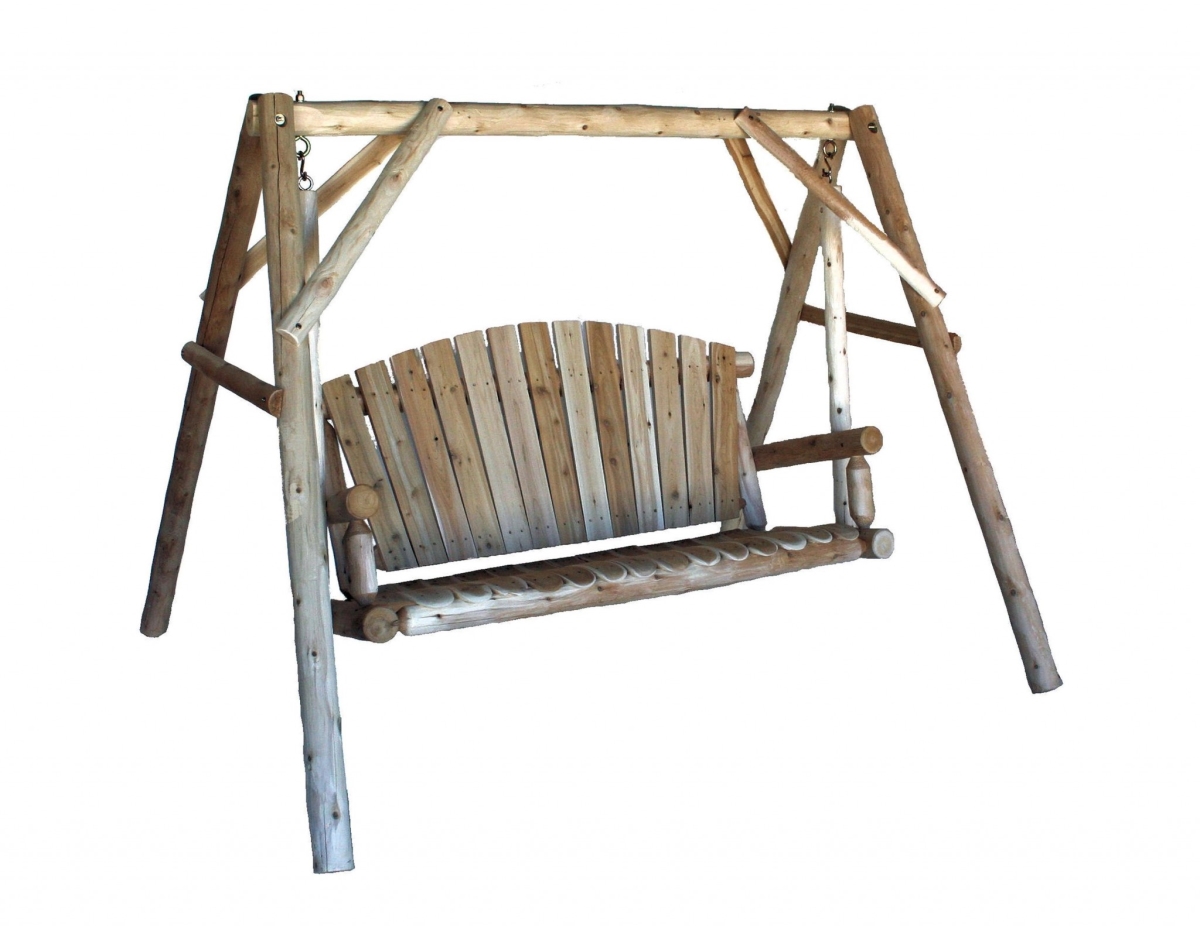 370276 87 in. Solid Wood Swing Chair, Natural
