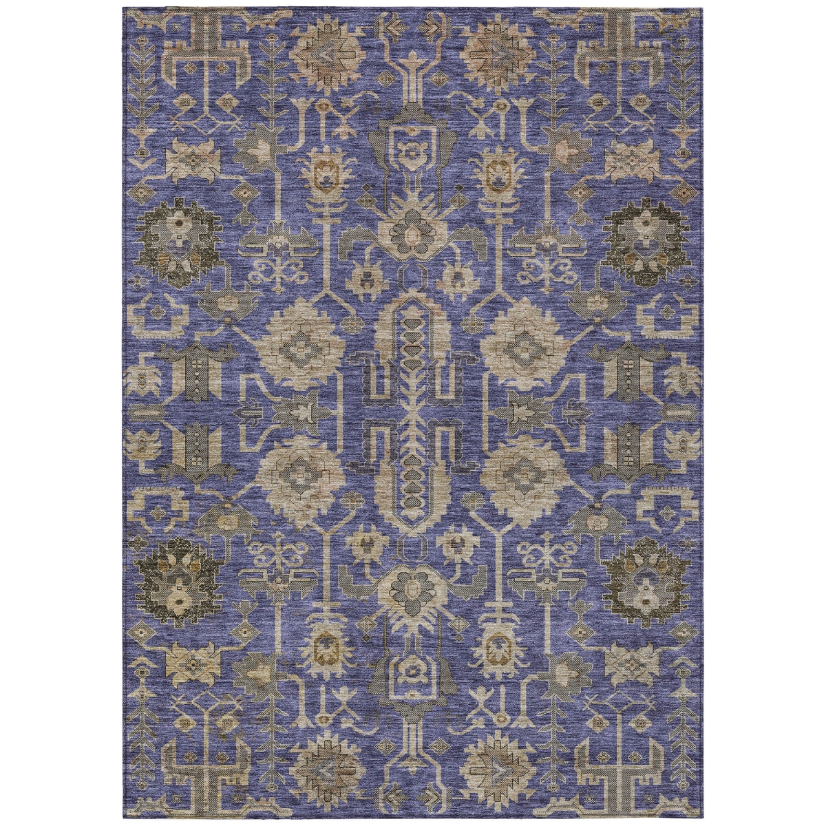 582127 10 x 14 ft. Oriental Washable Indoor & Outdoor Rectangle Area Rug, Purple, Beige & Taupe