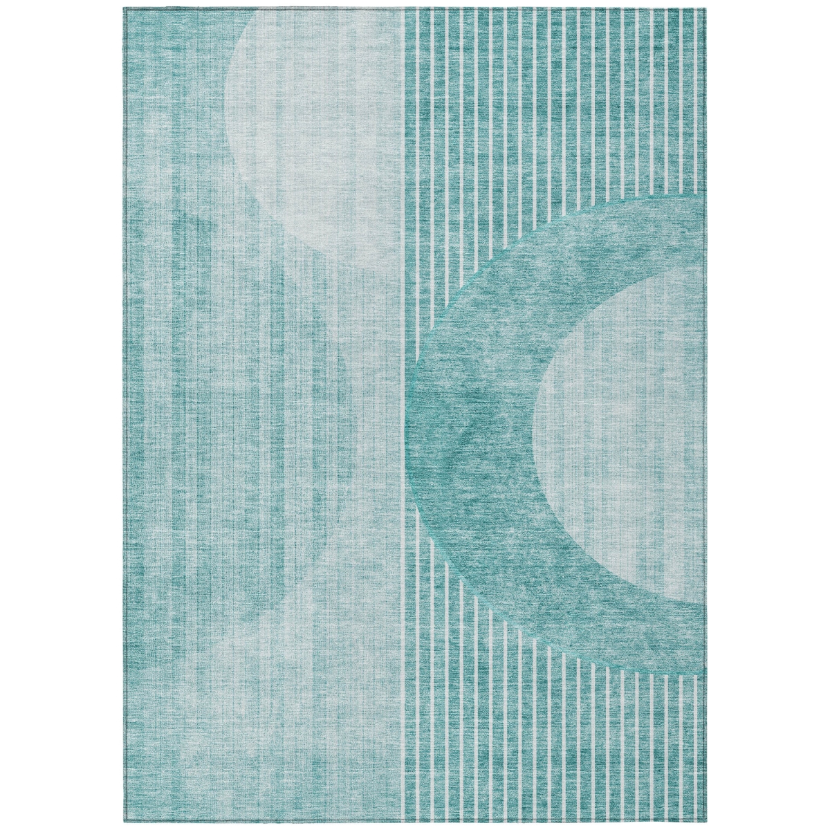 581196 10 x 14 ft. Geometric Washable Indoor & Outdoor Rectangle Area Rug, Teal Blue & Aqua