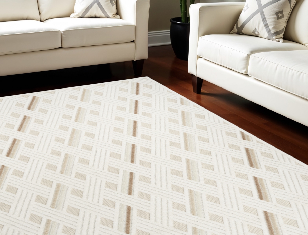 564106 7 x 9 ft. Geometric Rectangle Area Rug, Cream