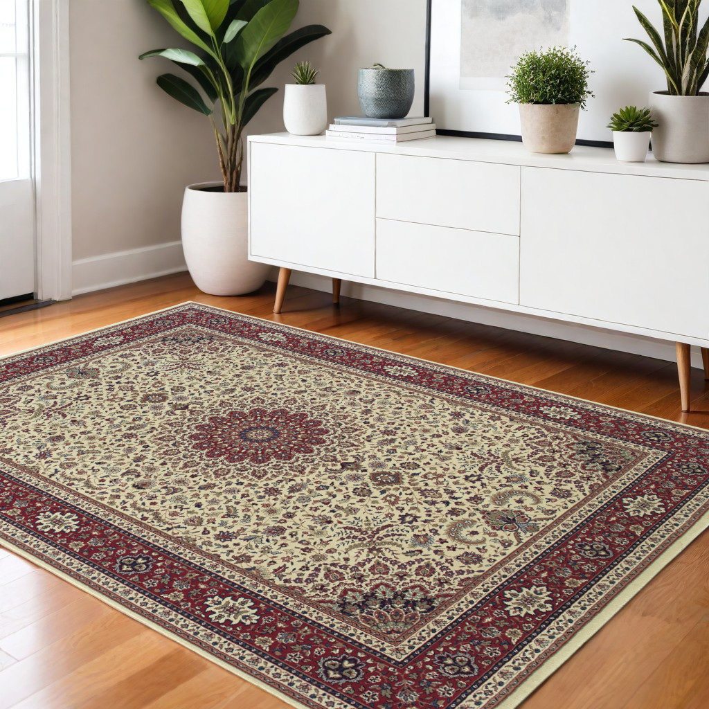 574285 4 x 6 ft. Oriental Rectangle Area Rug, Ivory & Red