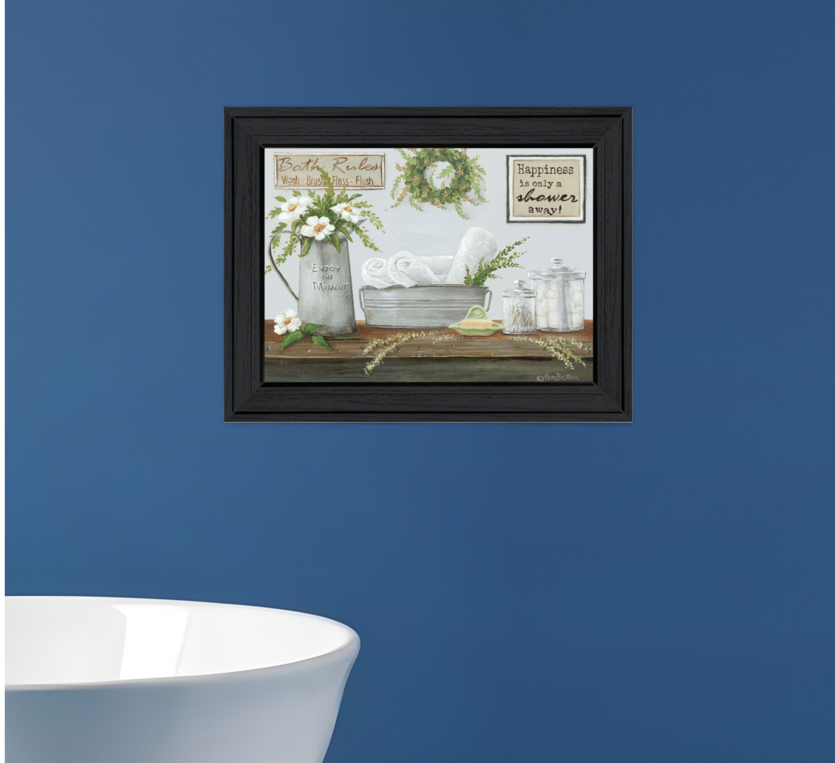 529677 Rectangle Fresh Towels Black Framed Print Wall Art