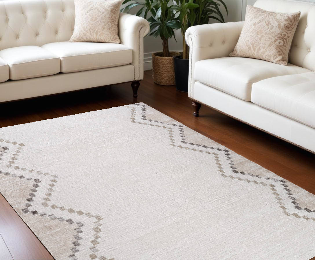 558974 7 x 10 ft. Abstract Distressed Rectangle Area Rug, Beige & Brown