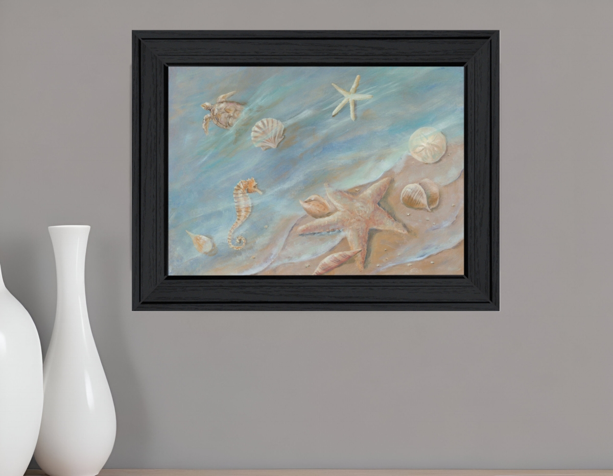 529665 Rectangle Seashore Star Black Framed Print Wall Art