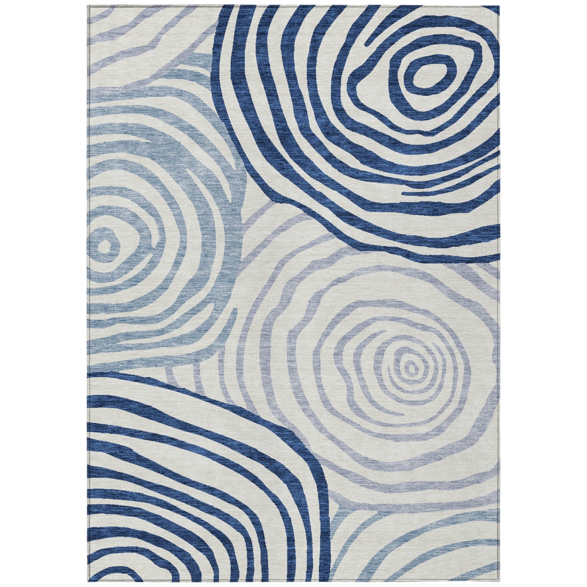 585843 10 x 14 ft. Abstract Washable Indoor & Outdoor Rectangle Area Rug, Ivory & Navy Blue