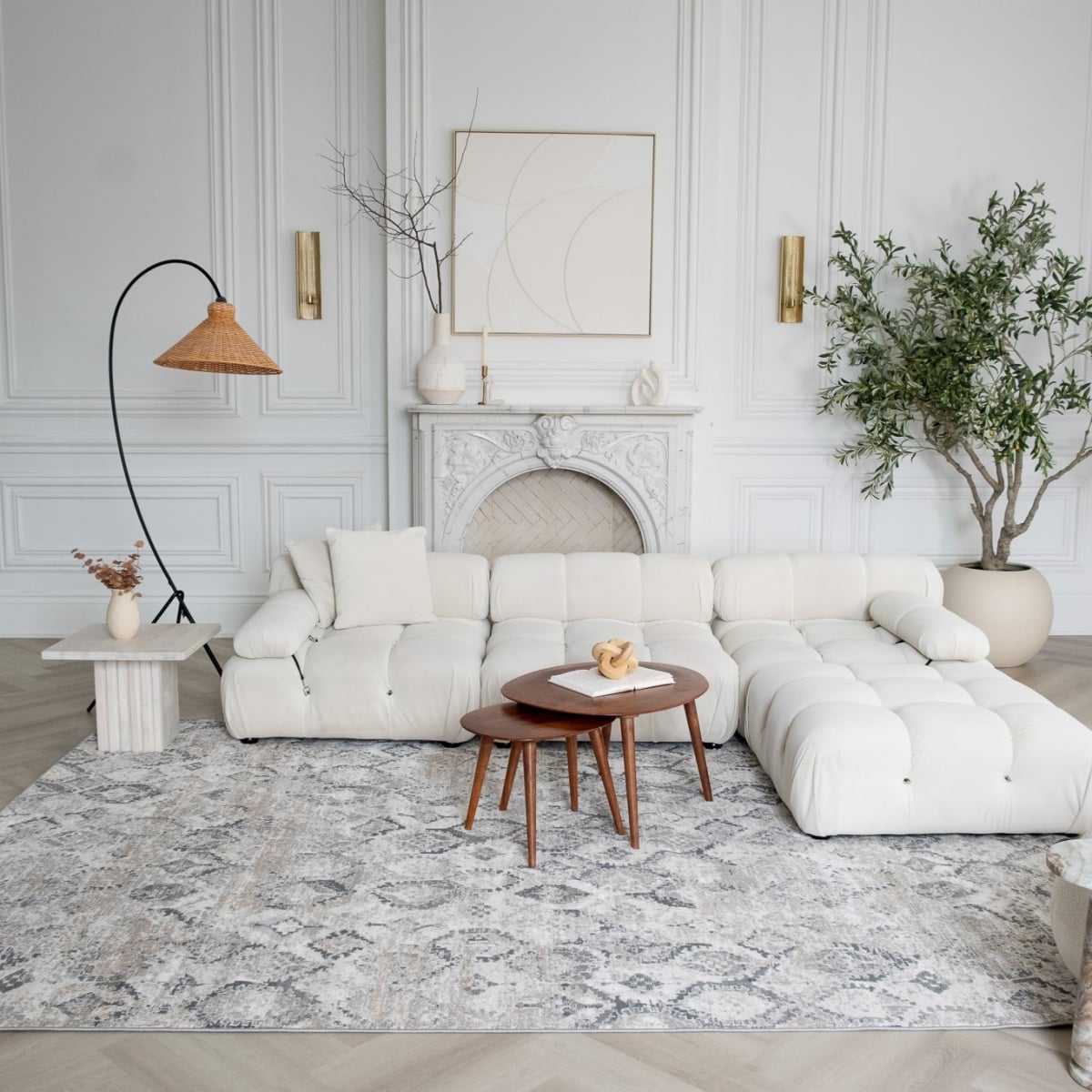 558941 5 x 8 ft. Abstract Distressed Rectangle Area Rug, Beige & Gray