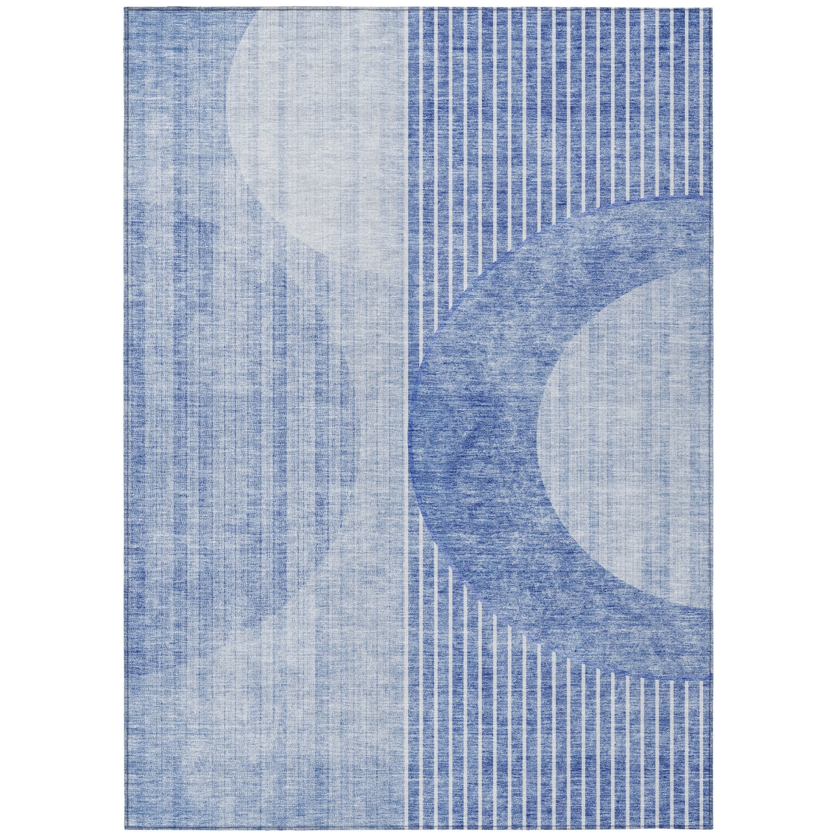 581178 10 x 14 ft. Geometric Washable Indoor & Outdoor Rectangle Area Rug, Denim Blue & Sky Blue