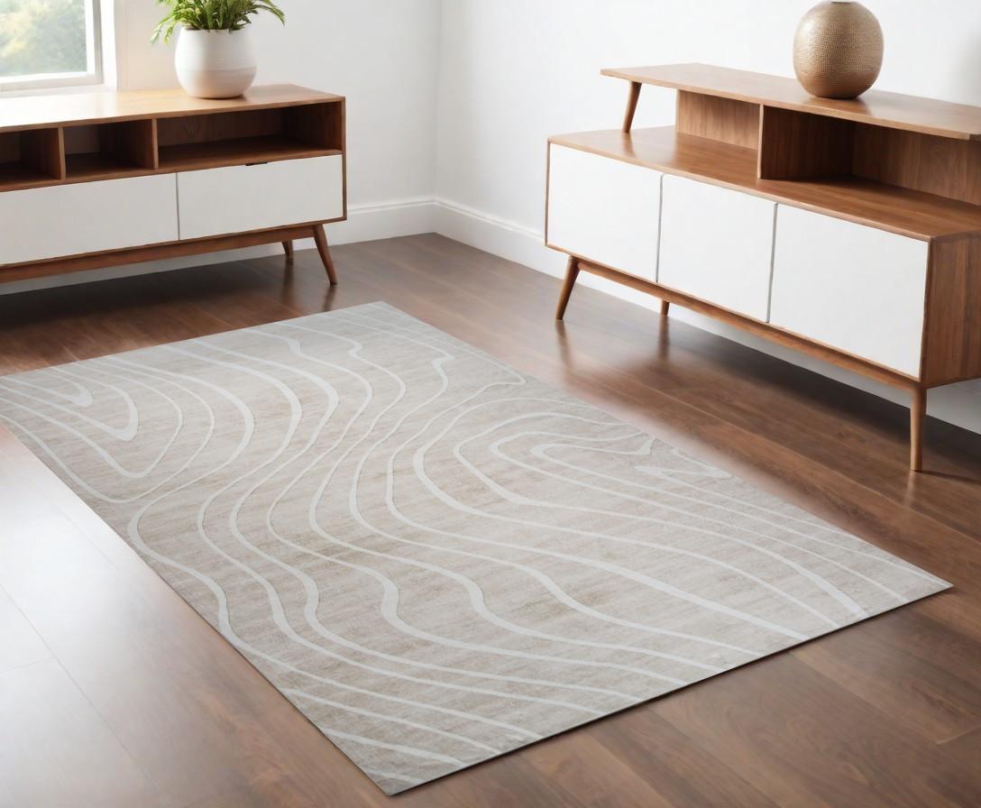 530527 4 x 6 ft. Abstract Distressed Rectangle Area Rug, Beige & Ivory