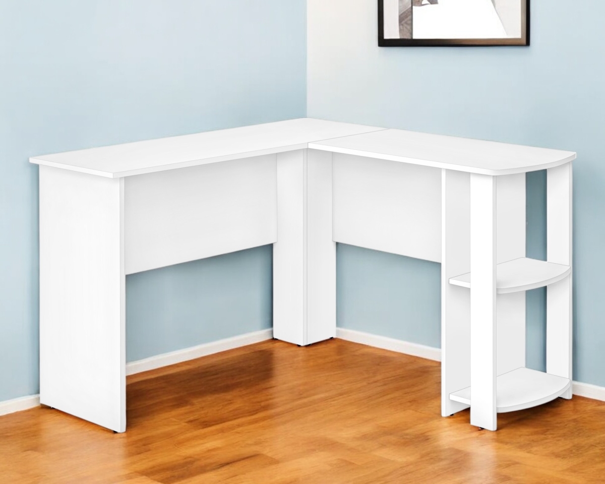 489877 47 in. White Wood Corner Computer Desk