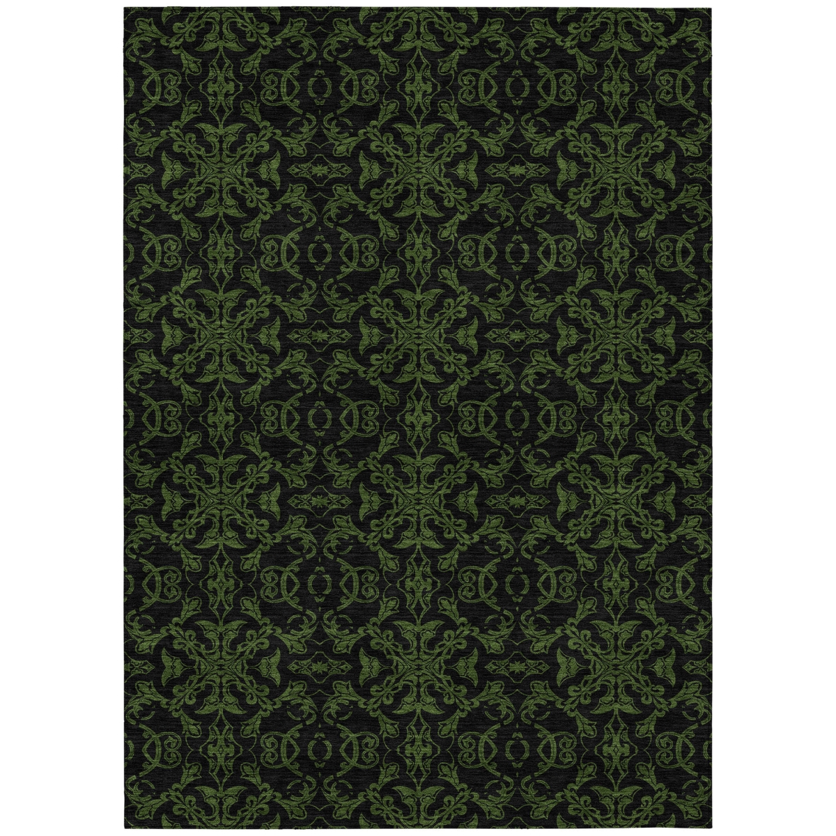Medallion Washable Area Rug - Olive Green - 3 x 5 ft - Stain Resistant