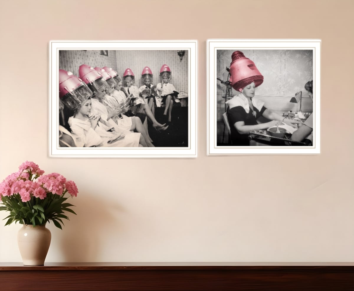 408054 The Salon White Framed Print Wall Art - Set of 2