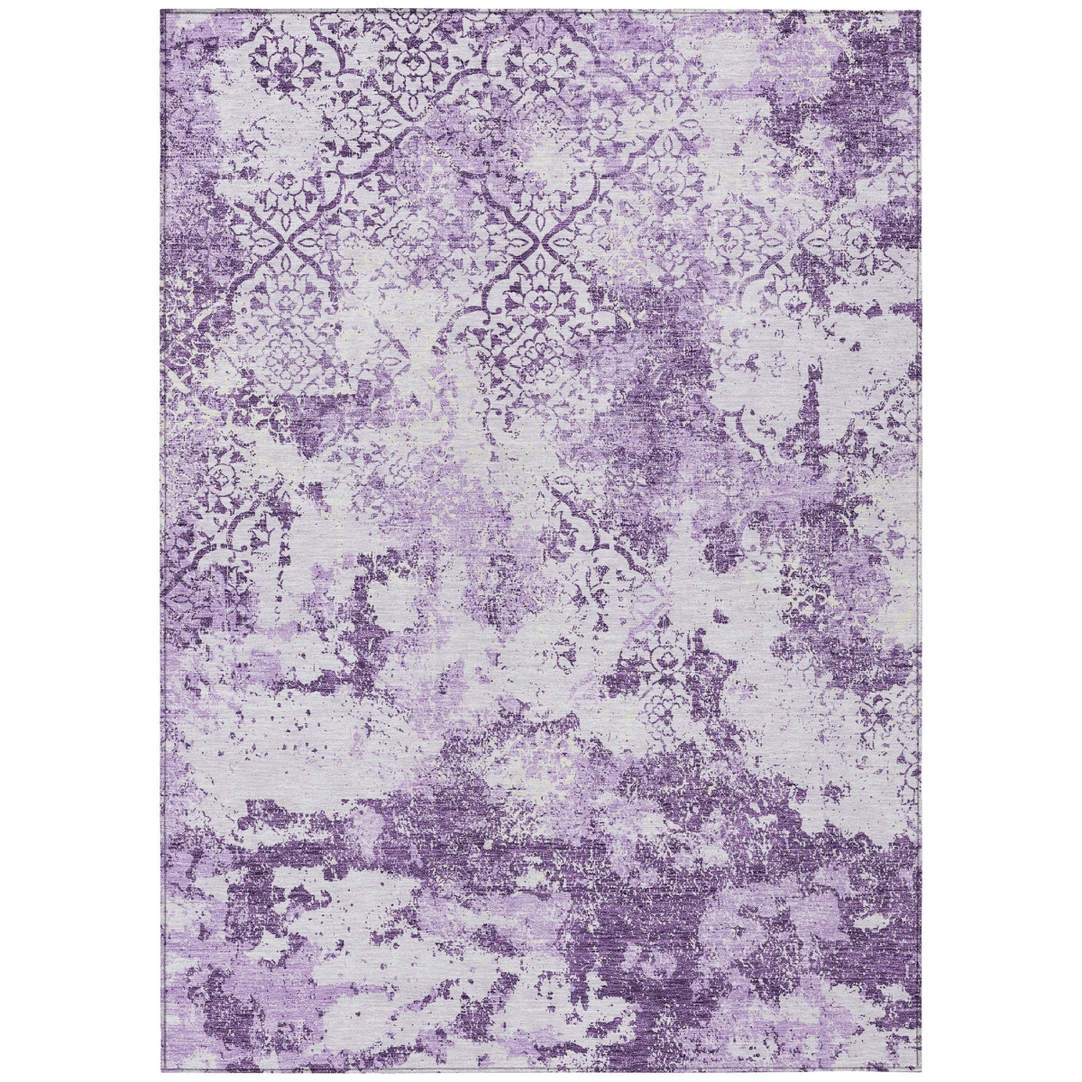 586179 10 x 14 ft. Floral Washable Indoor & Outdoor Rectangle Area Rug, Lavender, Purple & Lilac