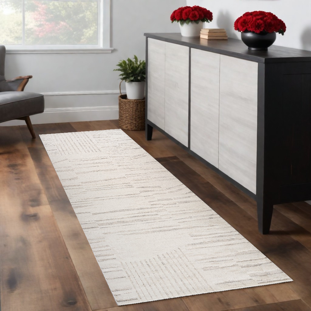 558507 8 ft. Geometric Distressed Rectangle Area Rug, Gray & Beige