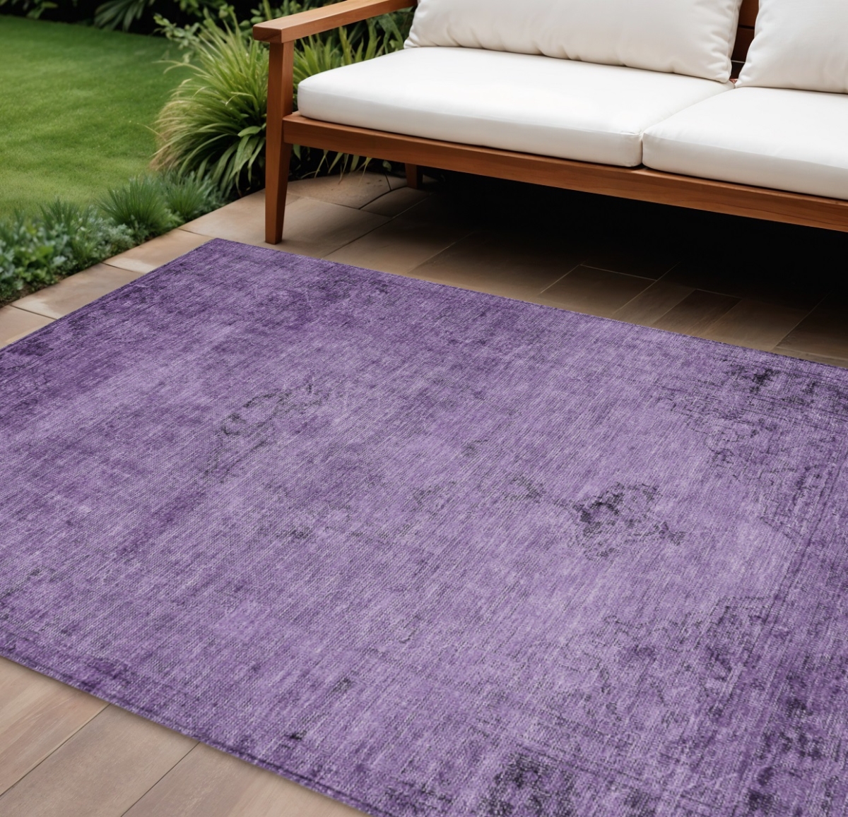 580363 10 x 14 ft. Oriental Washable Indoor & Outdoor Rectangle Area Rug, Purple, Eggplant & Lavender