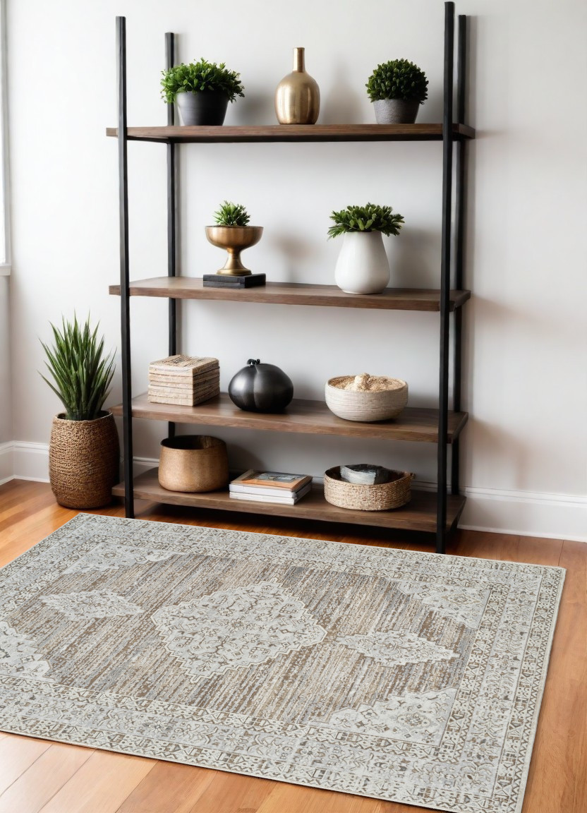 558860 4 x 6 ft. Abstract Distressed Rectangle Area Rug, Beige & Brown