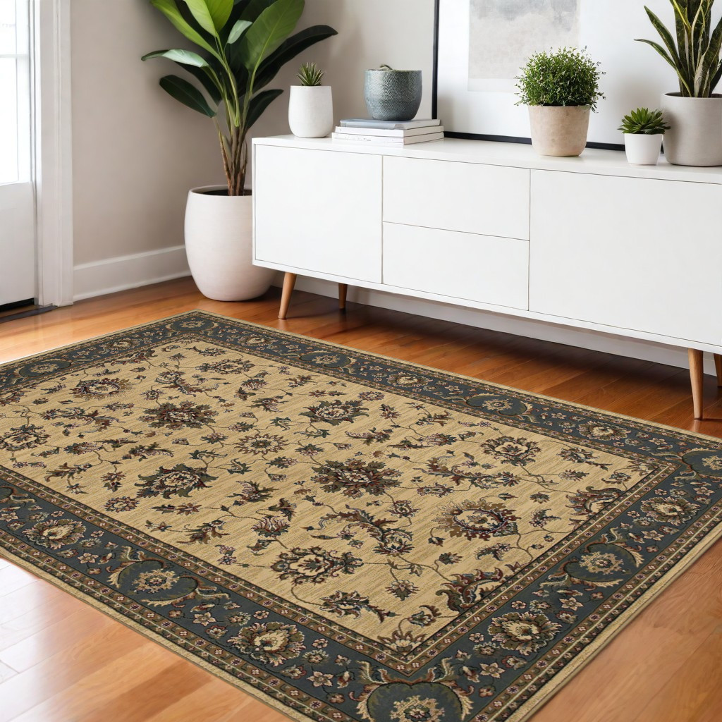 574398 4 x 6 ft. Oriental Rectangle Area Rug, Ivory & Blue