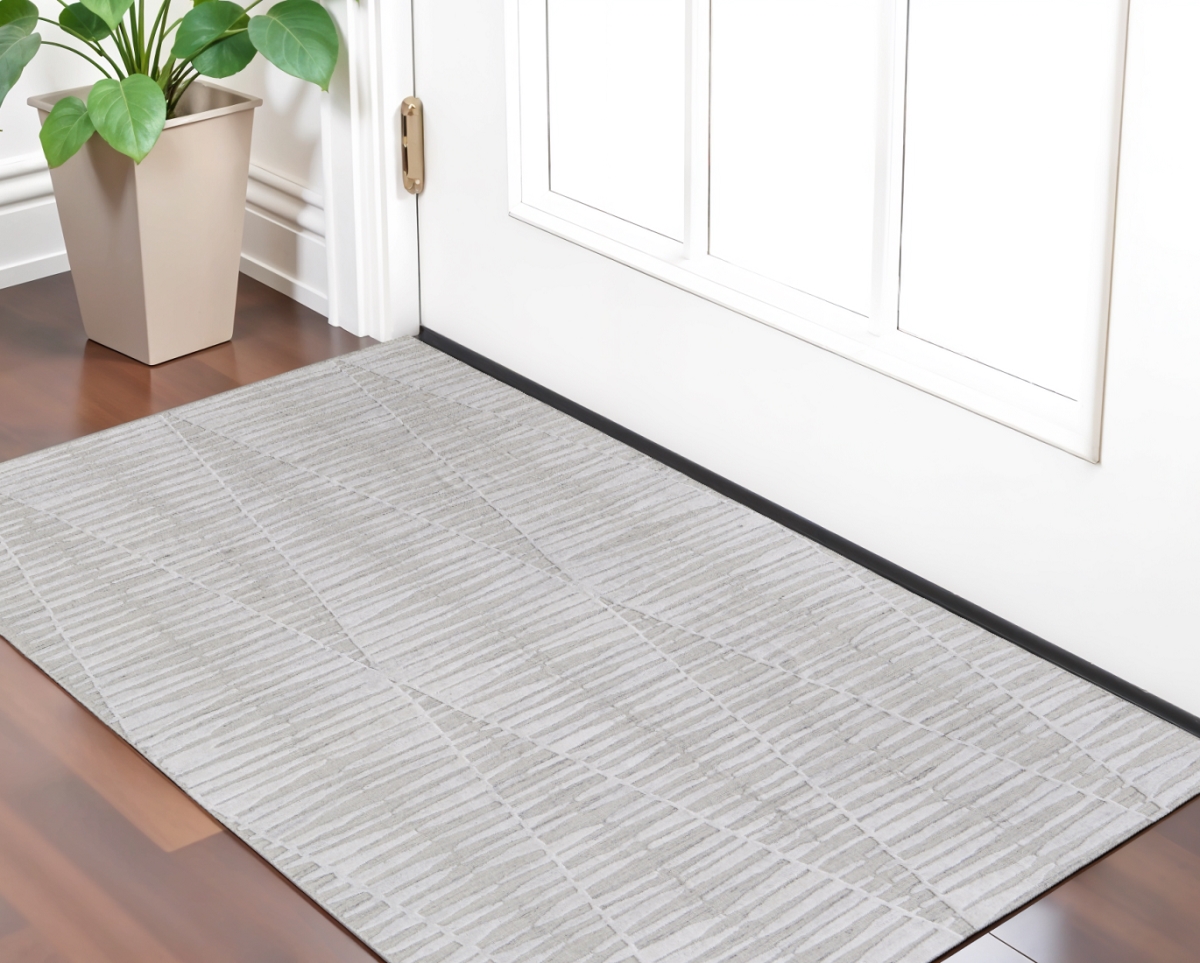 567006 2 x 3 ft. Geometric Hand Woven Rectangle Area Rug, Ivory