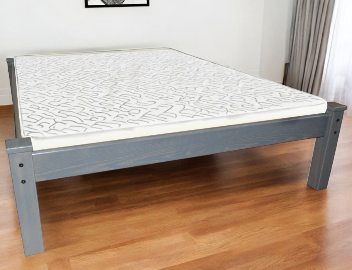 546724 Gray Solid Wood Queen Bed Frame