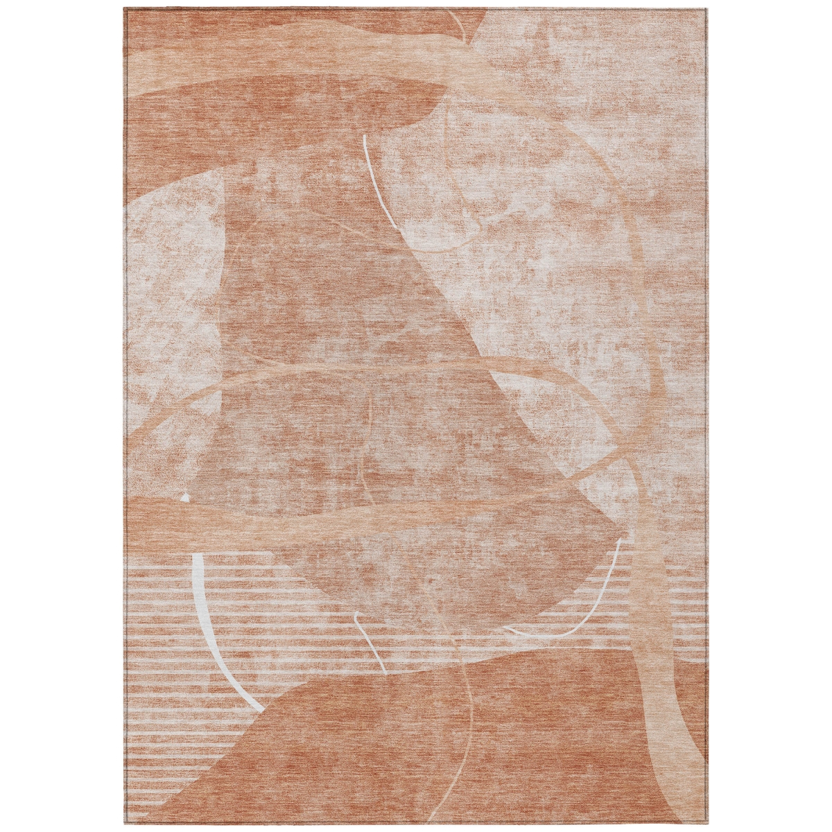 587602 3 x 5 ft. Abstract Washable Indoor & Outdoor Rectangle Area Rug, Salmon, Copper & Ivory