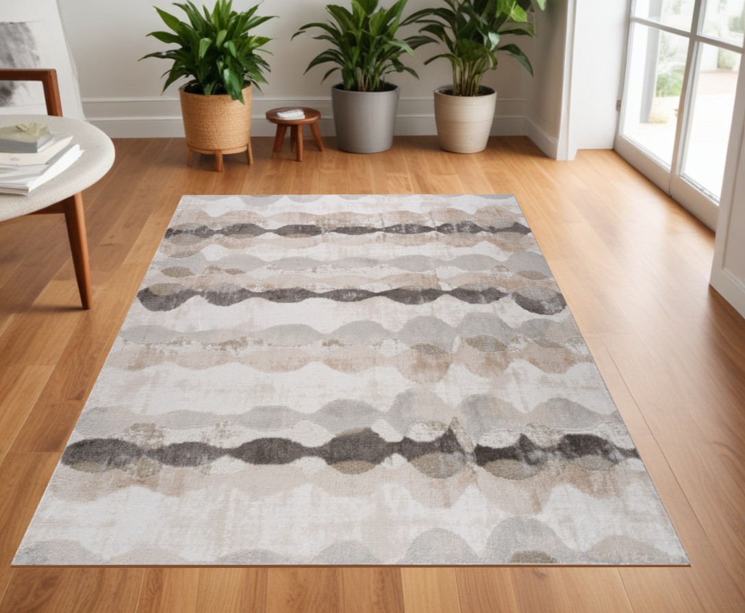 558988 4 x 6 ft. Abstract Distressed Rectangle Area Rug, Beige & Brown