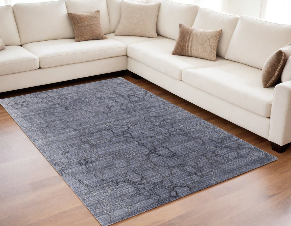 567846 5 x 8 ft. Abstract Hand Woven Rectangle Area Rug, Gray & Blue