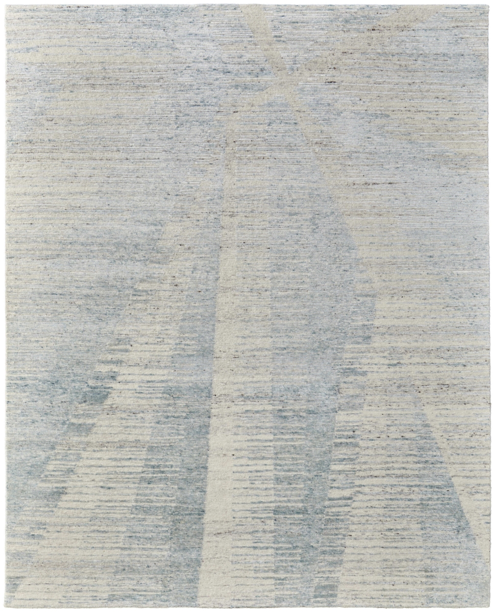 566658 3 x 5 ft. Abstract Hand Knotted Worn Faded Rectangle Area Rug, Ivory & Blue