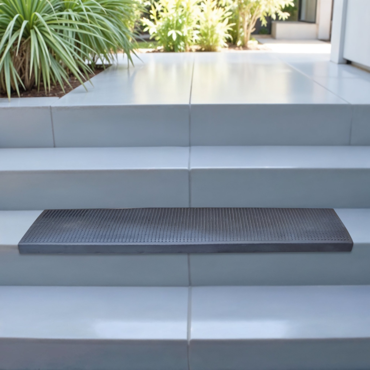 Picture of HomeRoots 576950 Rectangle 9 x 30 in. Black Rubber Outdoor Door Mat