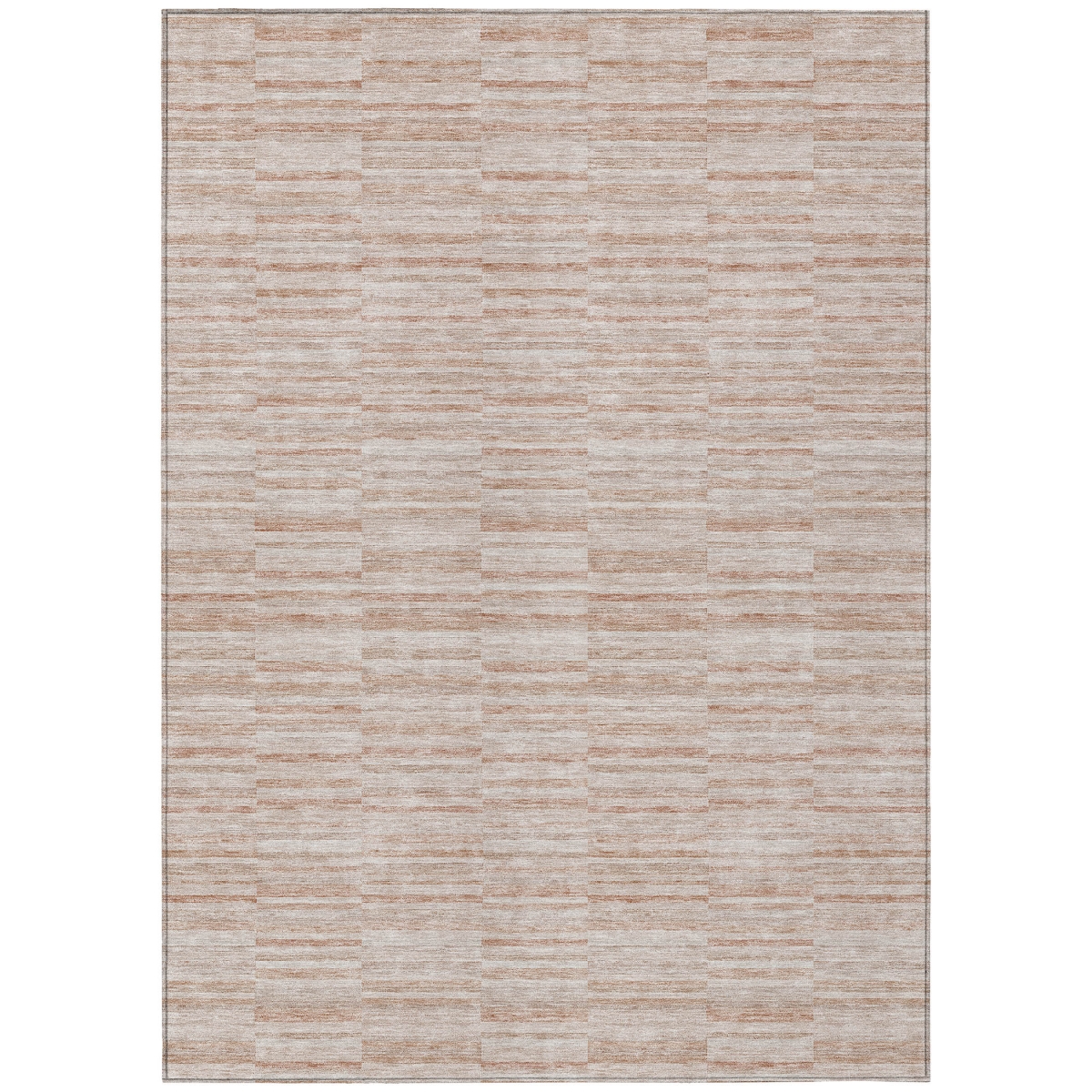 587973 10 x 14 ft. Striped Washable Indoor & Outdoor Rectangle Area Rug, Salmon, Copper & Beige