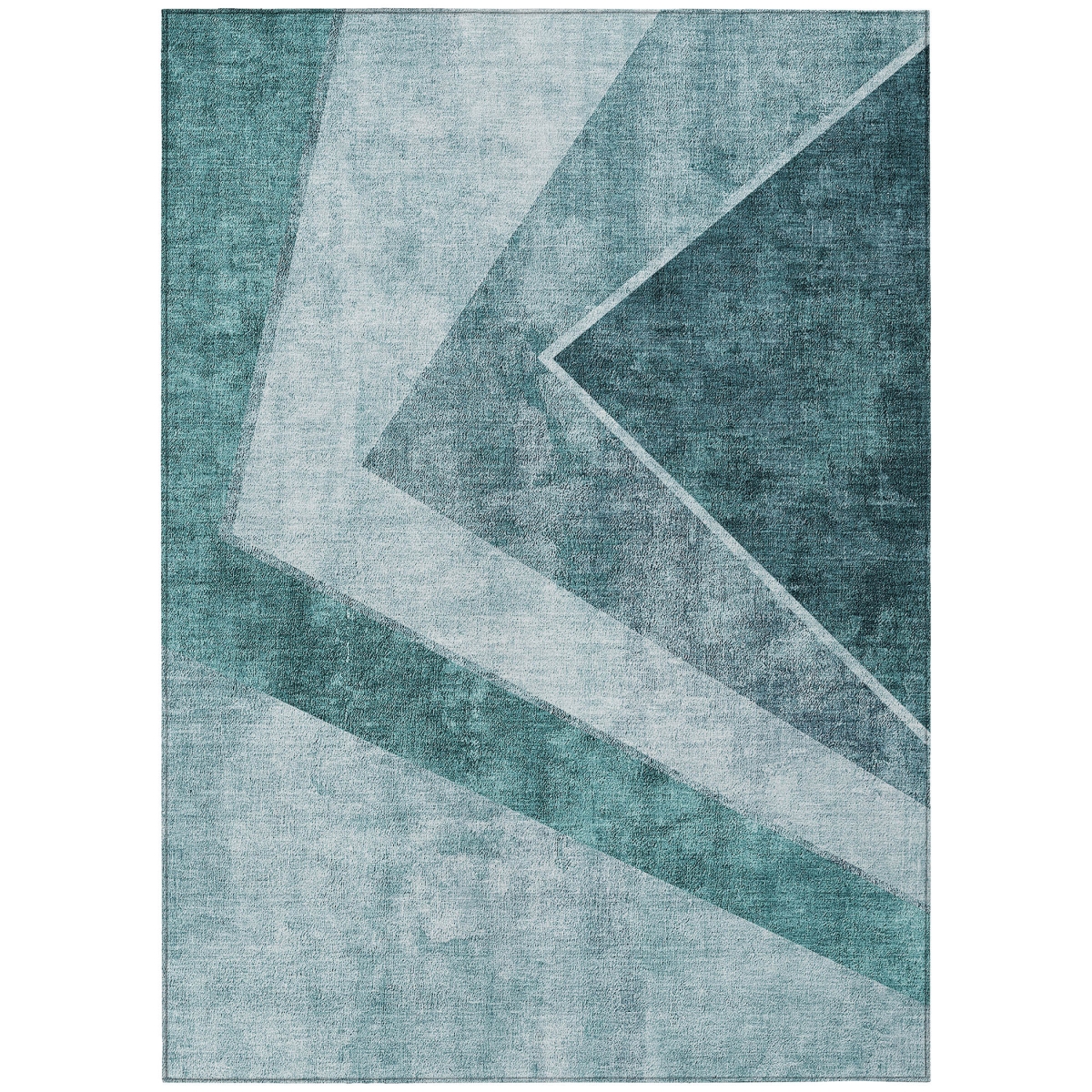 581011 10 x 14 ft. Geometric Washable Indoor & Outdoor Rectangle Area Rug, Teal Blue, Aqua & Blue