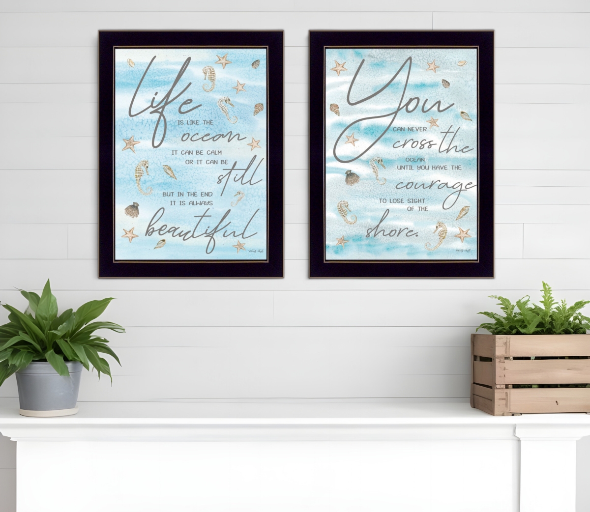 407938 Horizontal Life is Black Framed Print Wall Art - Set of 2
