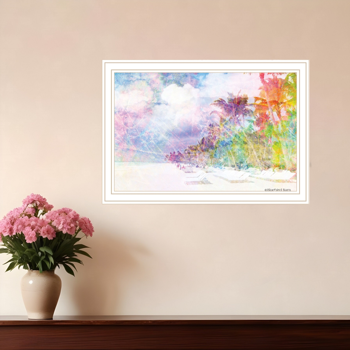 529612 Horizontal Rainbow Colors on the Coast White Framed Print Wall Art