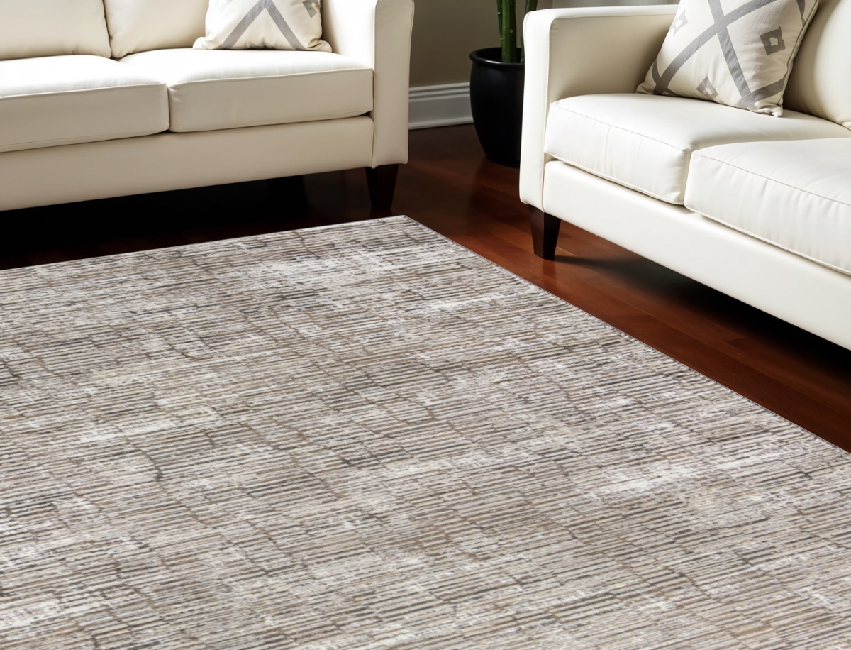 551383 9 x 12 ft. Brown & Ivory Abstract Non Skid Rectangle Area Rug