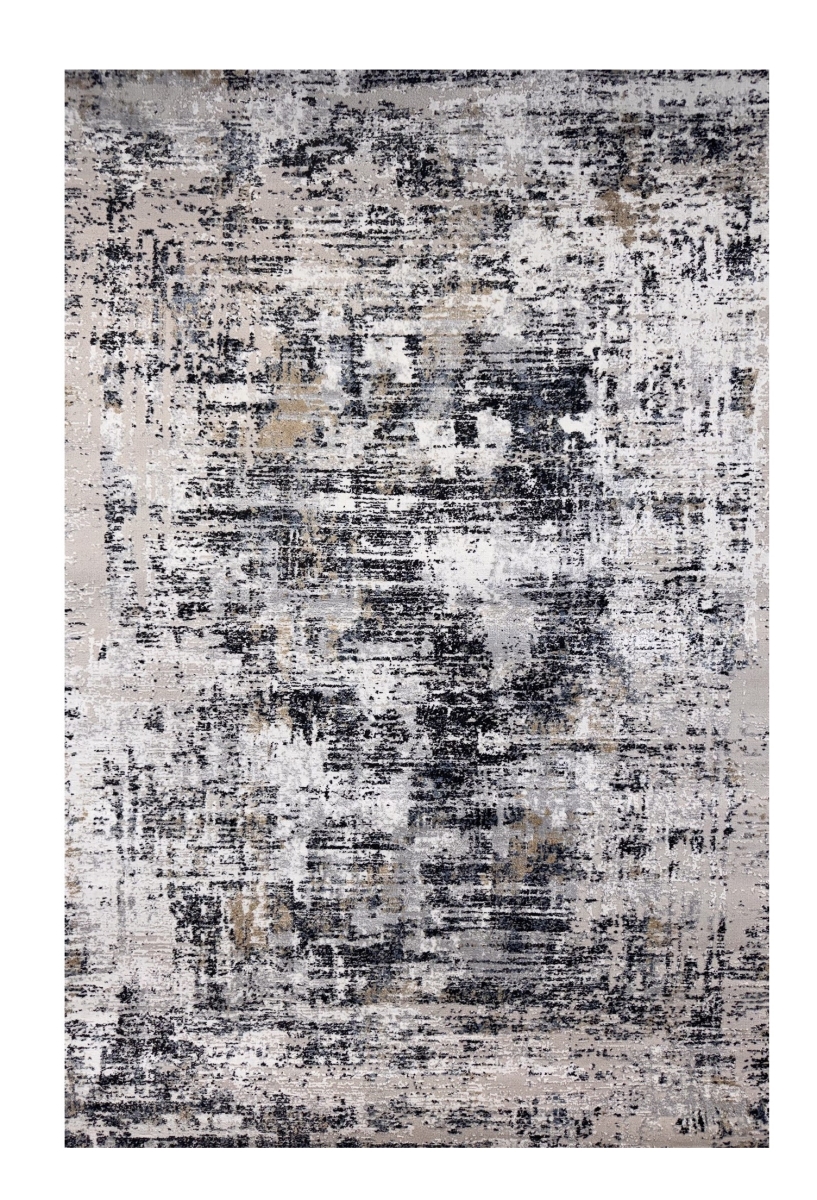 570083 4 x 6 ft. Abstract Rectangle Area Rug, Beige, Gray & White
