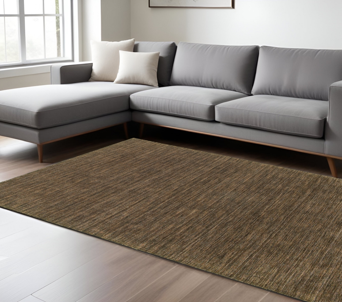 576285 8 x 10 ft. Wool Hand Tufted Rectangle Area Rug - Brown