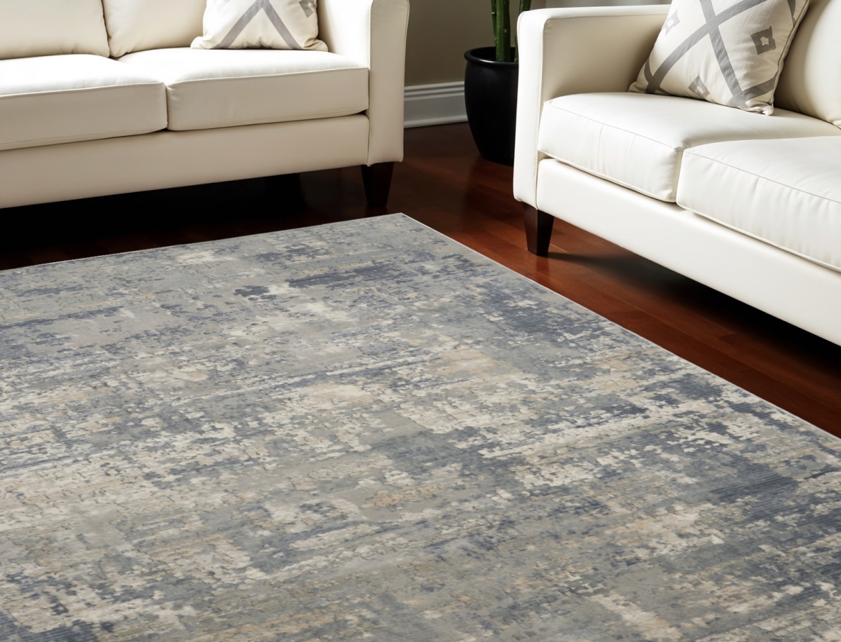 545113 9 x 12 ft. Abstract Power Loom Rectangle Area Rug, Beige & Gray