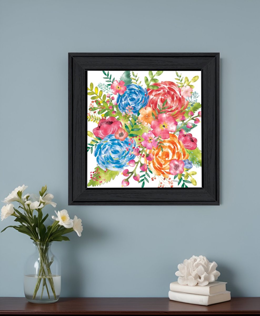 529908 Square Spring Floral Black Framed Print Wall Art