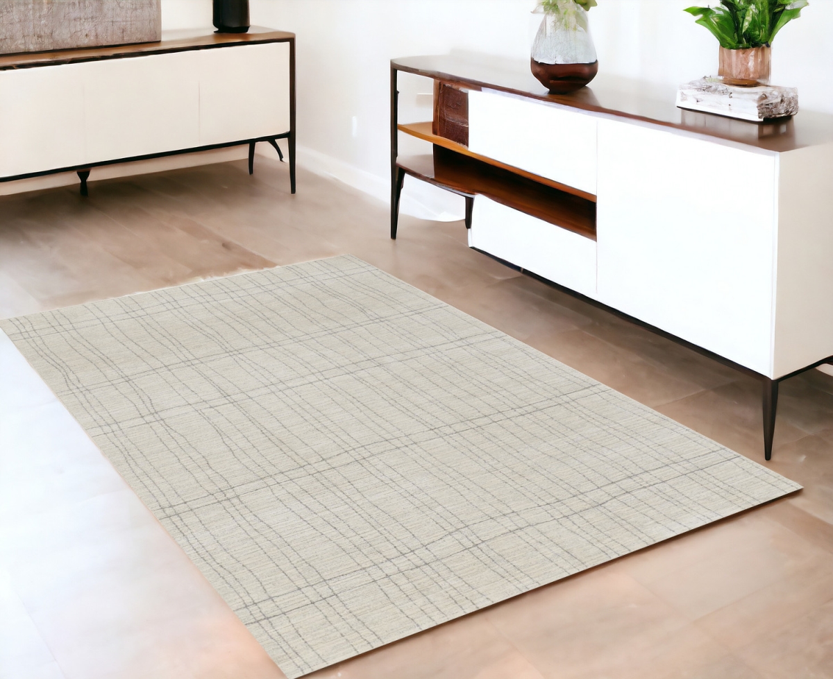 533394 4 x 6 ft. Abstract Power Loom Rectangle Area Rug, Gray & Ivory