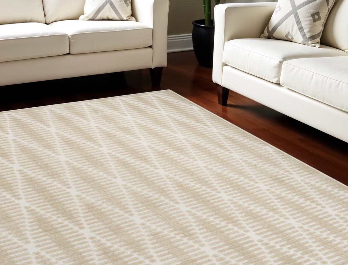 569746 8 x 10 ft. Geometric Rectangle Area Rug, Beige