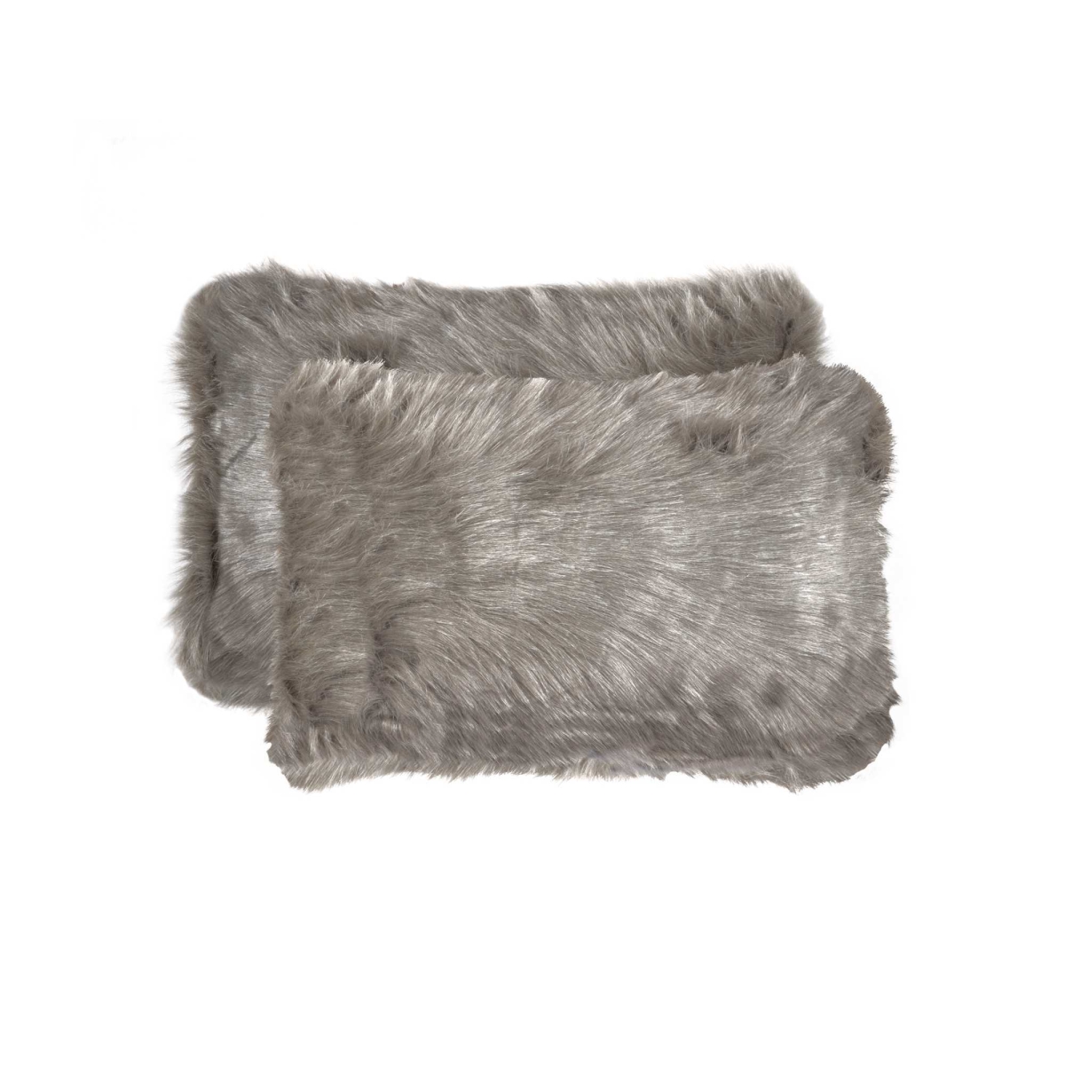 Picture of HomeRoots 317193 12 x 20 in. Fur Pillow, Gray - Pack of 2