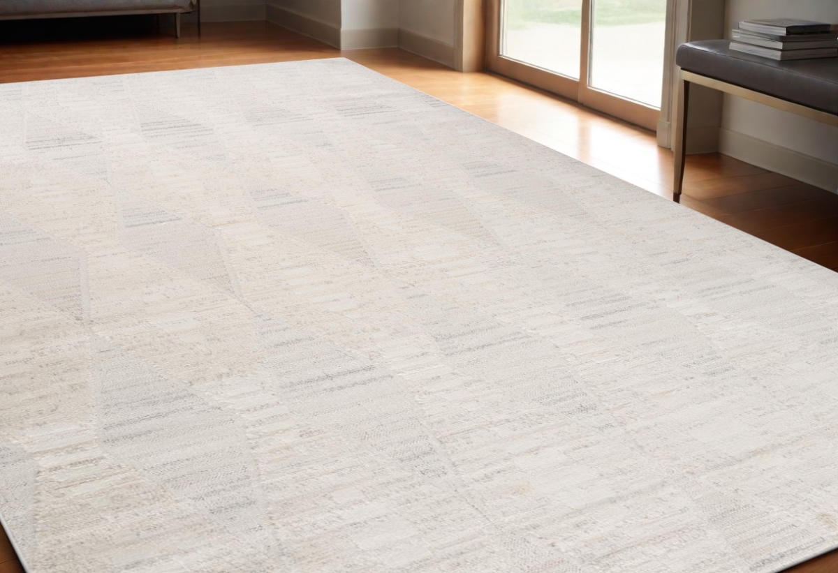 558491 5 x 8 ft. Geometric Distressed Rectangle Area Rug, Cream & Beige