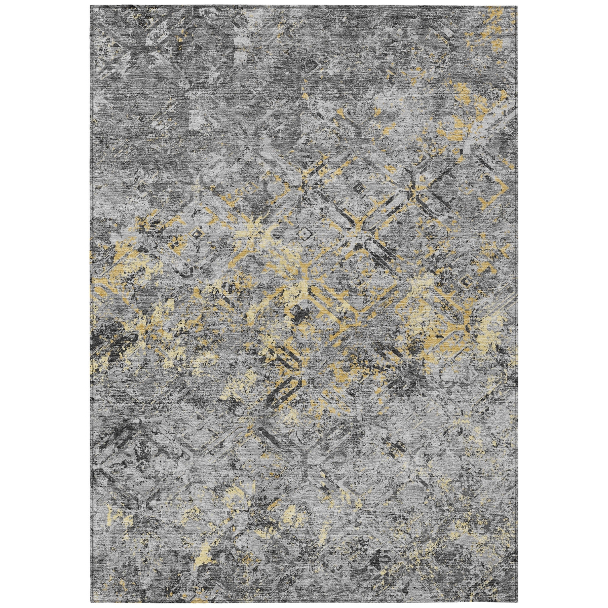 586085 5 x 8 ft. Geometric Washable Indoor & Outdoor Rectangle Area Rug, Gray, Silver & Charcoal