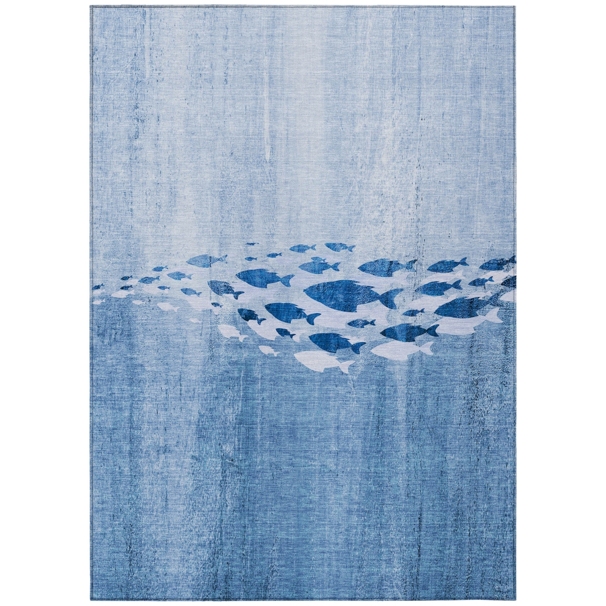 579161 10 x 14 ft. Nautical Washable Indoor & Outdoor Rectangle Area Rug, Sky Blue & Navy Blue