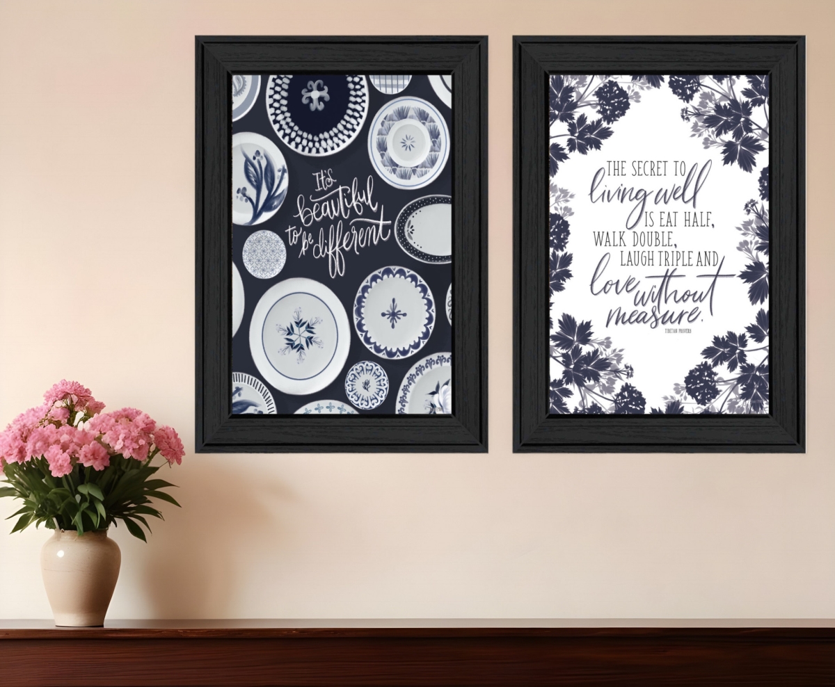 408184 The Secret Beauty Black Framed Print Wall Art - Set of 2