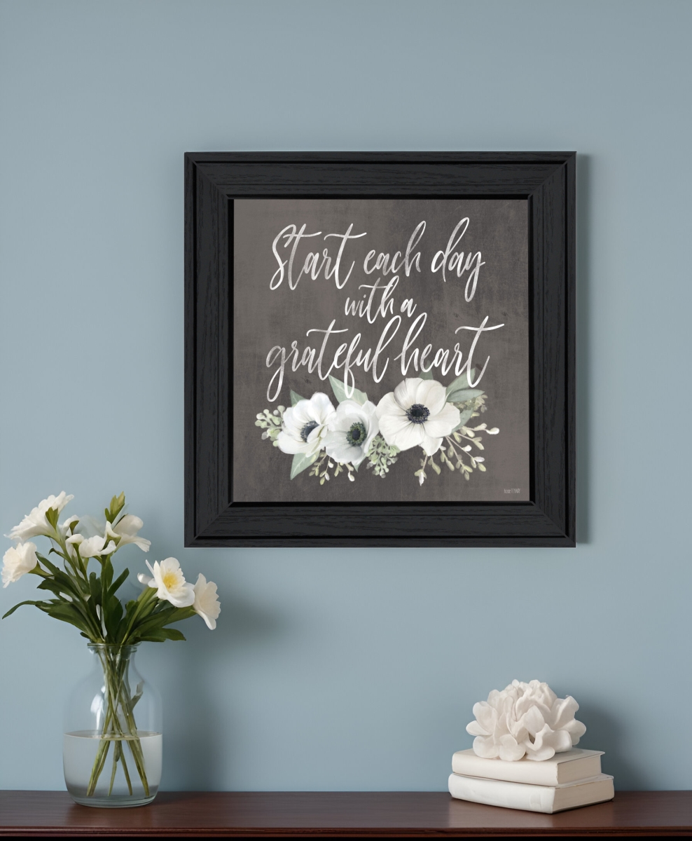 529826 Square Grateful Heart Black Framed Print Wall Art