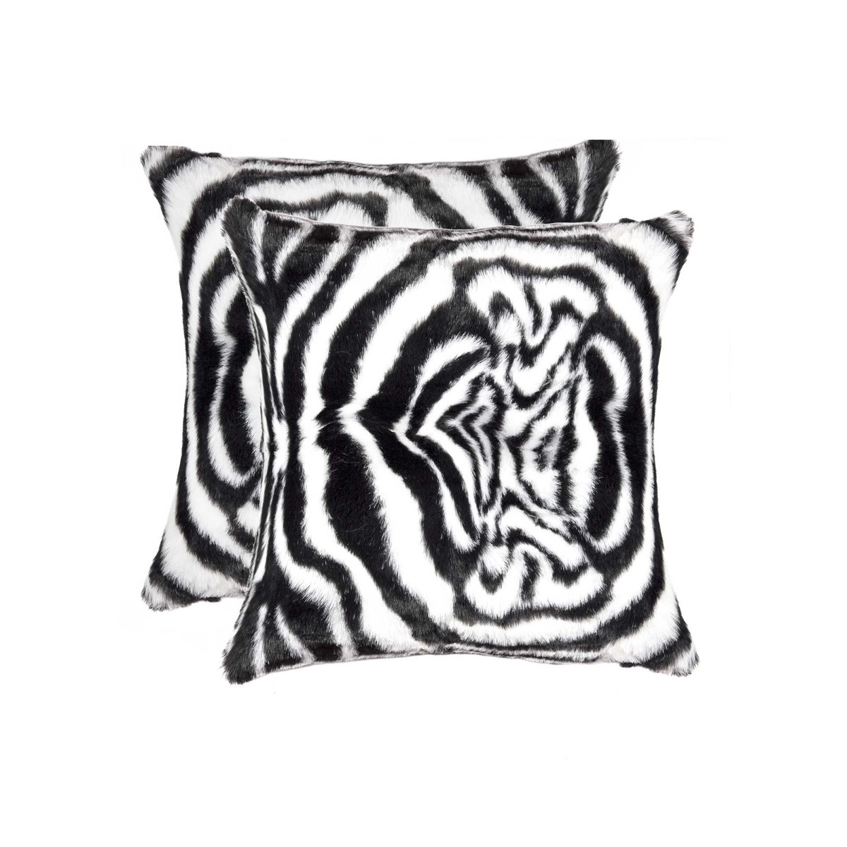 Picture of HomeRoots 317205 18 in. Fur Pillow&#44; Denton Zebra Black & White - Pack of 2