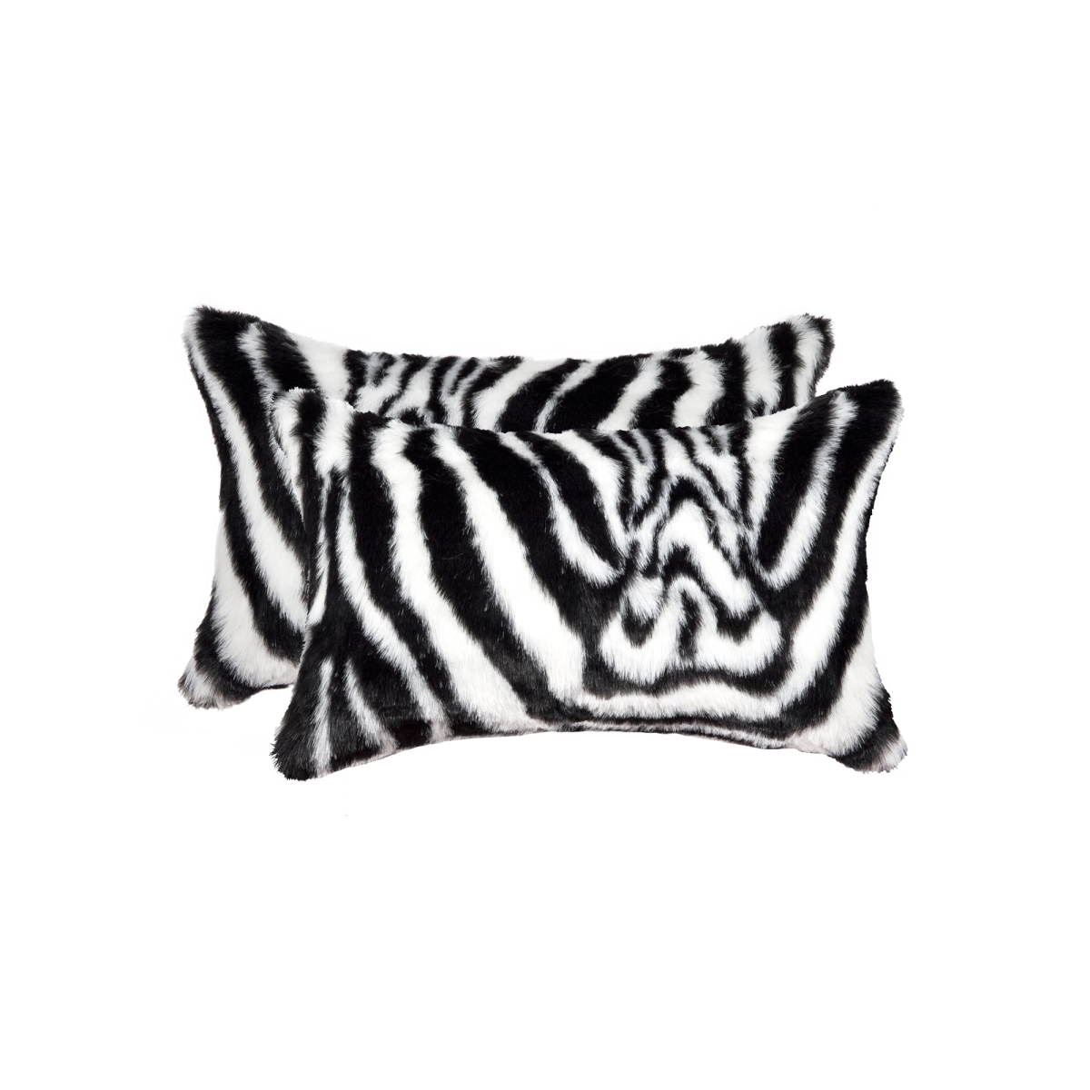 Picture of HomeRoots 317206 12 x 20 in. Fur Pillow&#44; Denton Zebra Black & White - Pack of 2
