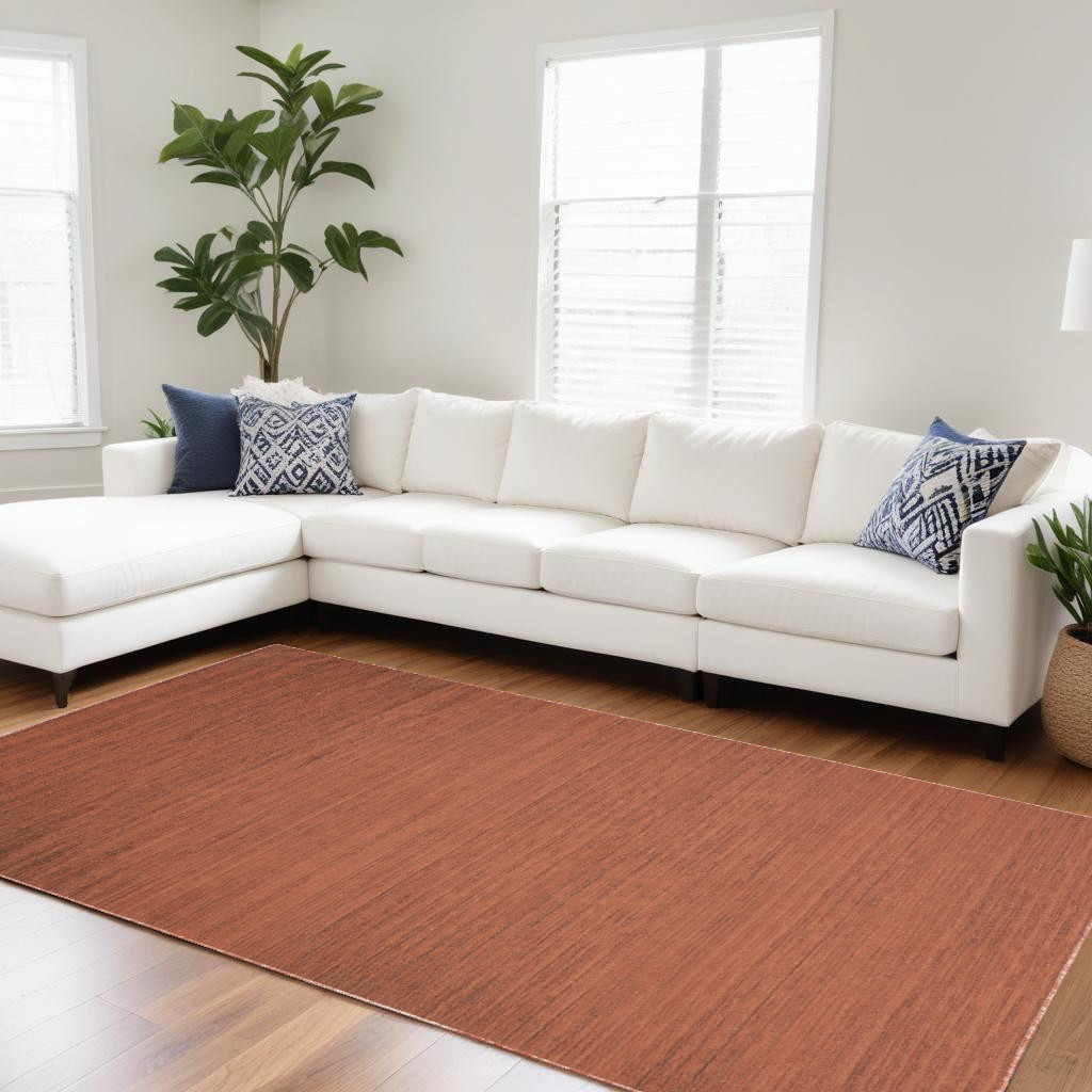 552556 6 x 9 ft. Abstract Washable Rectangle Area Rug, Brick Red